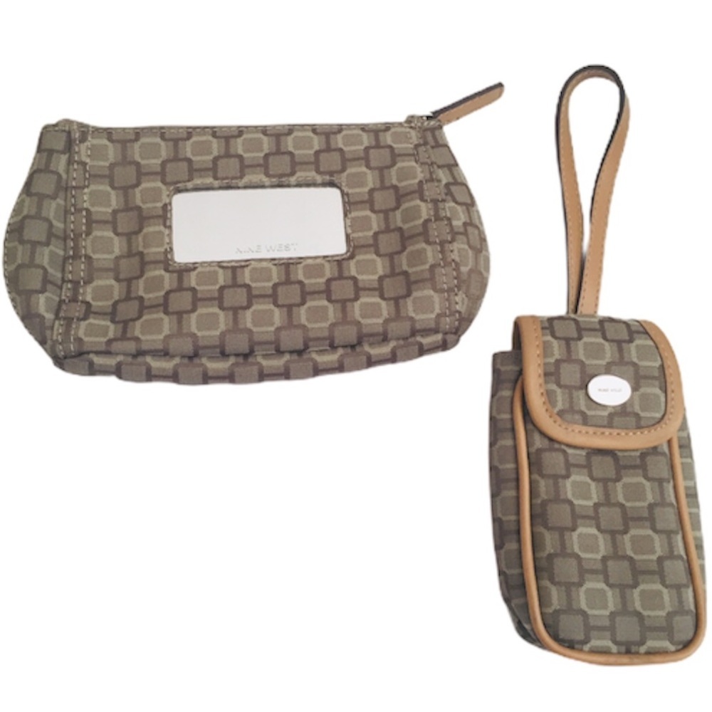 NINE WEST Tan Brown Faux Leather Wallet Cell Phone Crossbody Bag Quiet Luxury